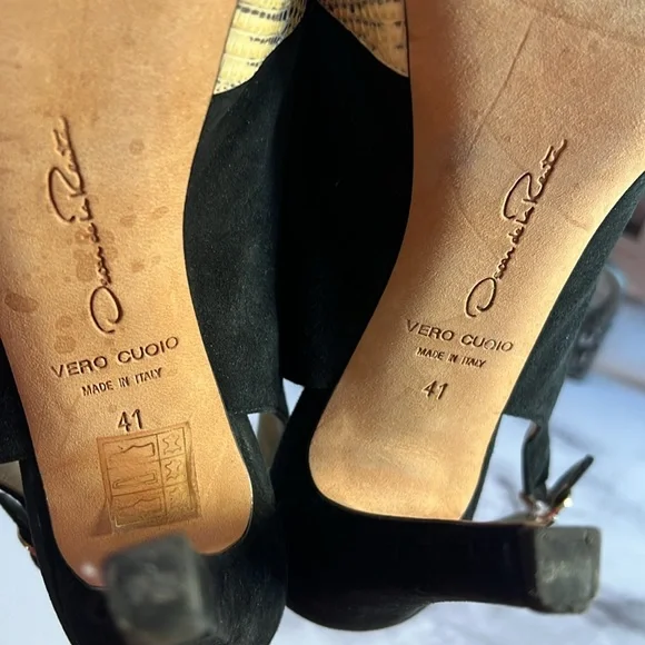 Oscar de la Renta Suede Slingback Pumps Size 41 - Fits 10 - Picture 6 of 6